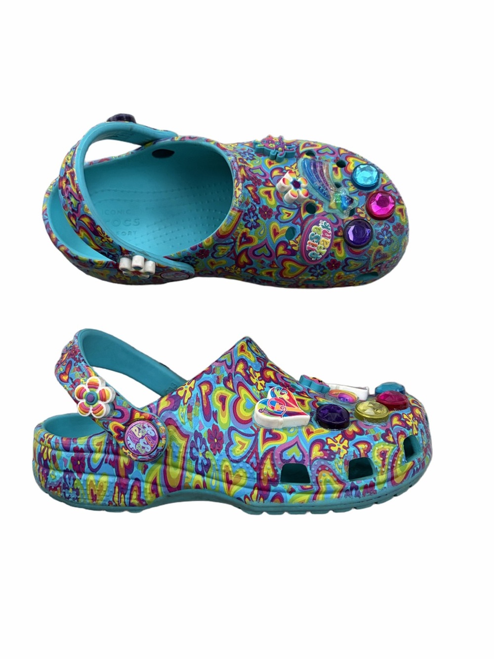 Lisa Frank x Crocs Little Kid Size 13 Colorful Rainbow Slip On Clog Sandals